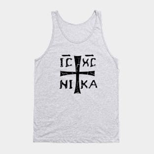 IC XC NIKA Greek Christigram  (meaning Jesus Christ Conquers) black text Tank Top